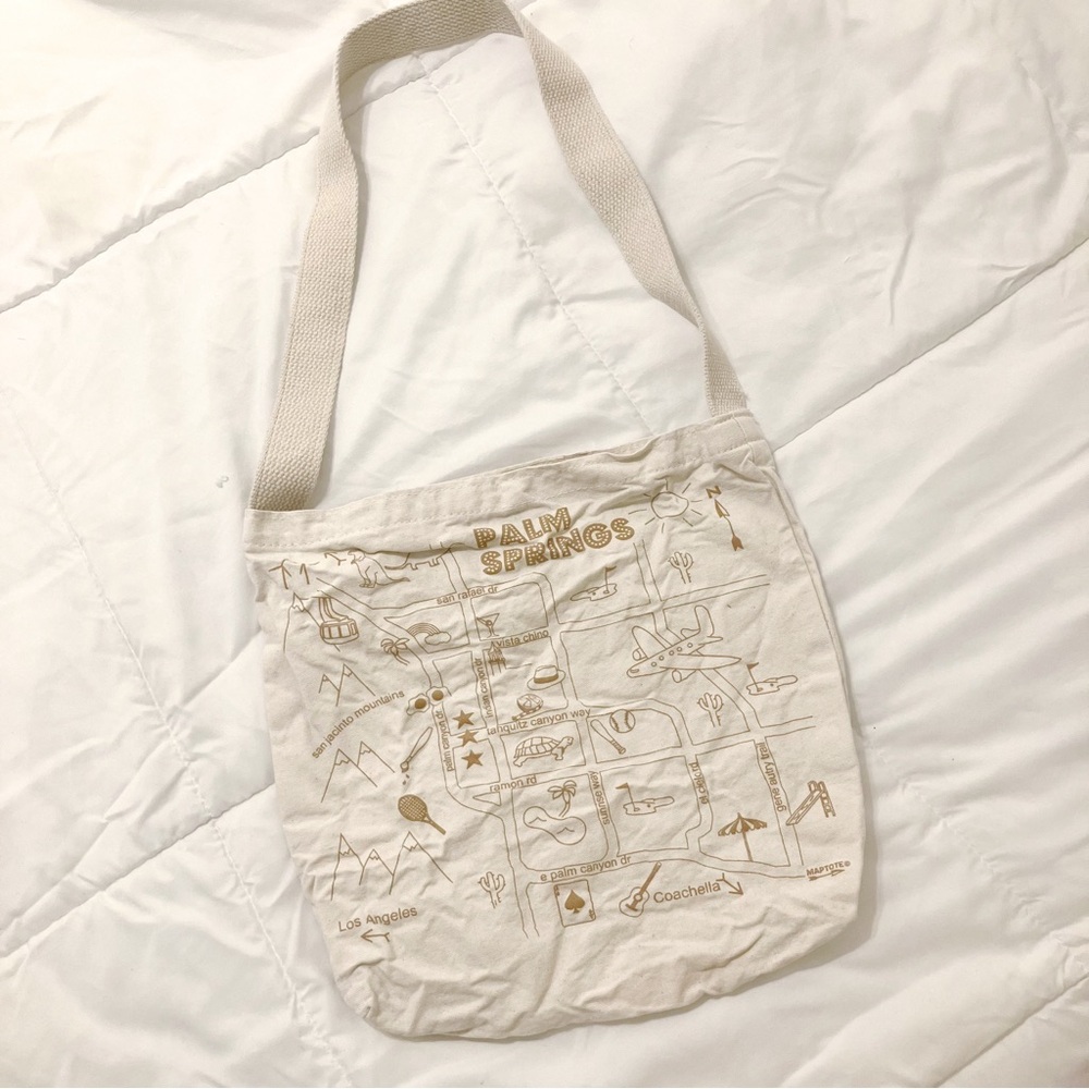 Palm Springs Graphic Canvas Map Tote in Cream